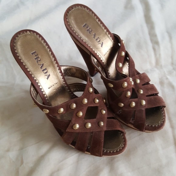 AUTHENTIC PRADA SUEDE STUDDED SHOES - Picture 2 of 8